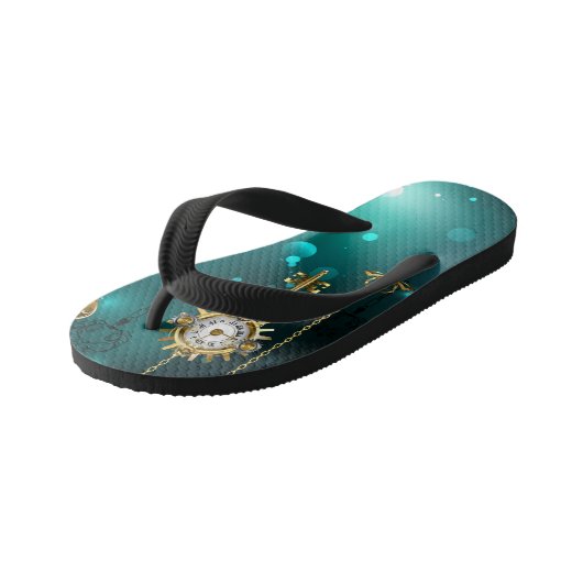 Antike Skeleton Keys on Green Background Kinderbadesandalen (Schrägansicht)