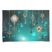 Antike Skeleton Keys on Green Background Kissenbezug (Vorderseite-Rechts)