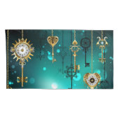 Antike Skeleton Keys on Green Background Kissenbezug (Rückseite-Rechts)