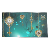 Antike Skeleton Keys on Green Background Kissenbezug (Rückseite-Links)