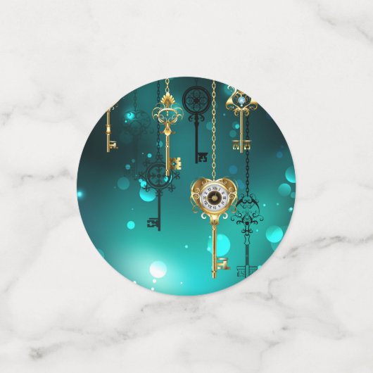 Antike Skeleton Keys on Green Background Konfetti (Klein Vorderseite)