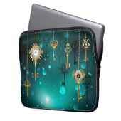 Antike Skeleton Keys on Green Background Laptopschutzhülle (Vorderseite Links)