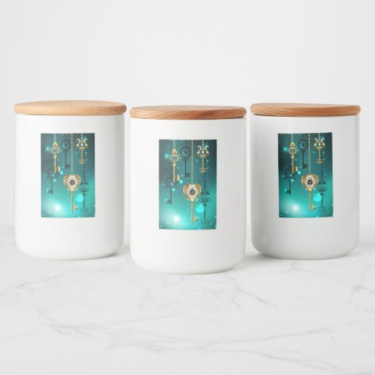 Antike Skeleton Keys on Green Background Lebensmitteletikett (Flaschen)