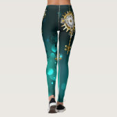Antike Skeleton Keys on Green Background Leggings (Rückseite)