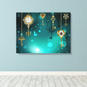 Antike Skeleton Keys on Green Background Leinwanddruck (Insitu (Holzboden))