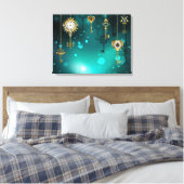 Antike Skeleton Keys on Green Background Leinwanddruck (Insitu (Schlafzimmer))