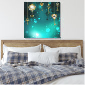 Antike Skeleton Keys on Green Background Leinwanddruck (Insitu (Schlafzimmer))