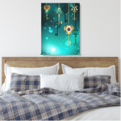 Antike Skeleton Keys on Green Background Leinwanddruck (Insitu (Schlafzimmer))