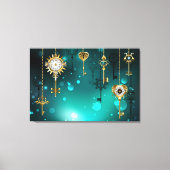 Antike Skeleton Keys on Green Background Leinwanddruck (Vorderseite)