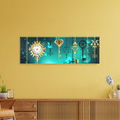 Antike Skeleton Keys on Green Background Leinwanddruck (Insitu (Wohnzimmer))