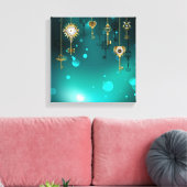 Antike Skeleton Keys on Green Background Leinwanddruck (Insitu (Wohnzimmer))