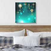 Antike Skeleton Keys on Green Background Leinwanddruck (Insitu (Schlafzimmer))