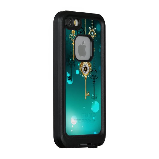 Antike Skeleton Keys on Green Background LifeProof iPhone Hülle (Hinten/Rechts)