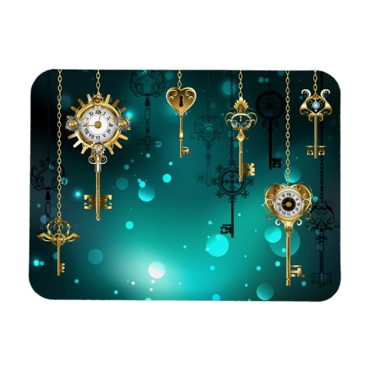 Antike Skeleton Keys on Green Background Magnet (Horizontal)