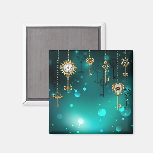 Antike Skeleton Keys on Green Background Magnet (Vorderseite/Rückseite)