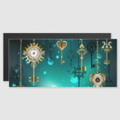 Antike Skeleton Keys on Green Background Magneteinladung (Vorne/Hinten)