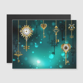 Antike Skeleton Keys on Green Background Magneteinladung (Vorne/Hinten)