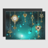 Antike Skeleton Keys on Green Background Magneteinladung (Vorne/Hinten)