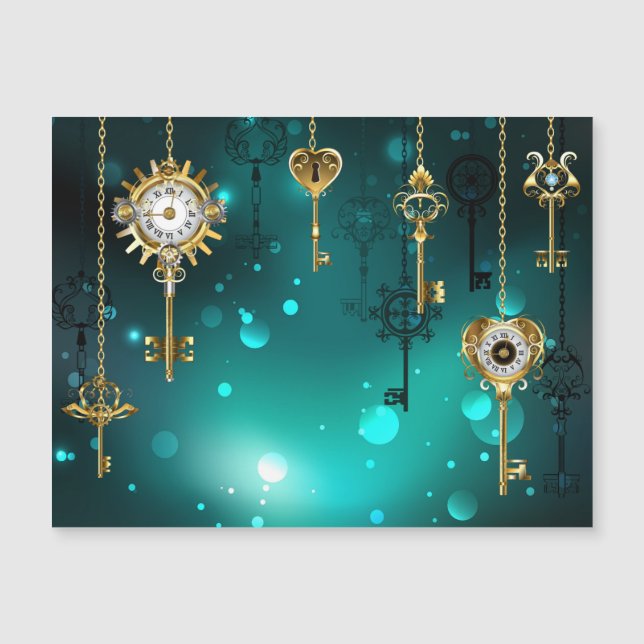 Antike Skeleton Keys on Green Background Magnetkarte (Vorderseite)