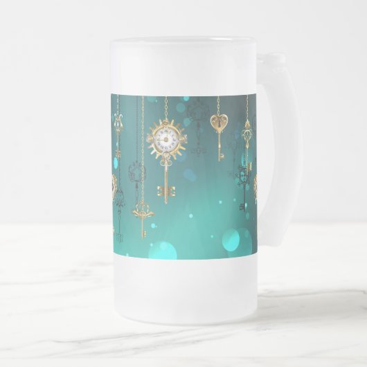 Antike Skeleton Keys on Green Background Mattglas Bierglas (VorderseiteRechts)