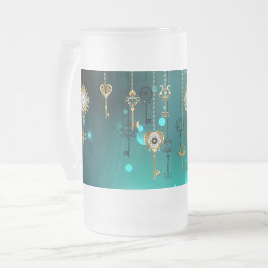 Antike Skeleton Keys on Green Background Mattglas Bierglas (Vorderseite Links)