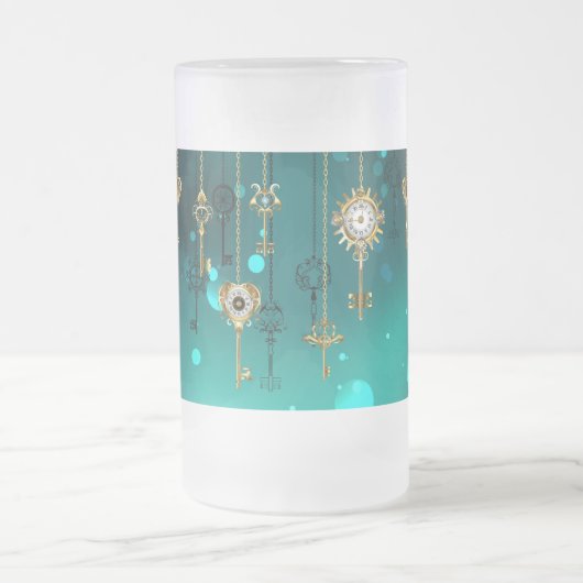 Antike Skeleton Keys on Green Background Mattglas Bierglas (Mittel)