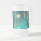 Antike Skeleton Keys on Green Background Mattglas Bierglas (VorderseiteRechts)