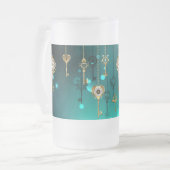 Antike Skeleton Keys on Green Background Mattglas Bierglas (Vorderseite Links)