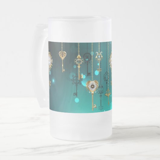 Antike Skeleton Keys on Green Background Mattglas Bierglas (Vorderseite Links)