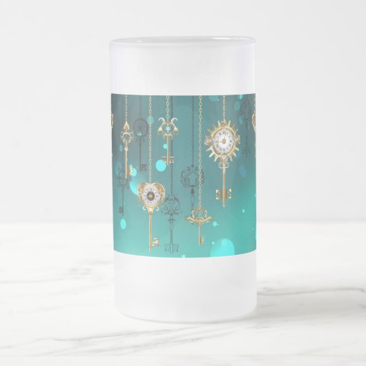 Antike Skeleton Keys on Green Background Mattglas Bierglas (Mittel)