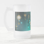 Antike Skeleton Keys on Green Background Mattglas Bierglas (Links)