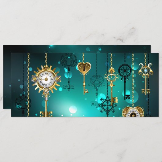 Antike Skeleton Keys on Green Background Menükarte (Vorne/Hinten)