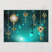 Antike Skeleton Keys on Green Background Menükarte (Vorderseite)