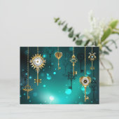 Antike Skeleton Keys on Green Background Menükarte (Stehend Vorderseite)