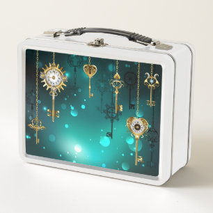 Antike Skeleton Keys on Green Background Metall Brotdose