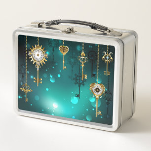 Antike Skeleton Keys on Green Background Metall Brotdose