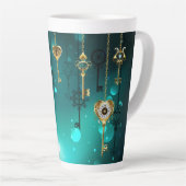 Antike Skeleton Keys on Green Background Milchtasse (Rechte Ecke)