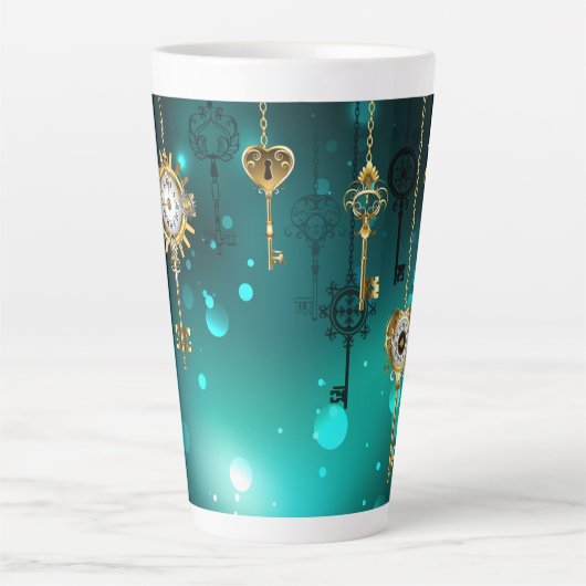 Antike Skeleton Keys on Green Background Milchtasse (Vorderseite)
