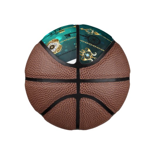 Antike Skeleton Keys on Green Background Mini Basketball (Rechts)