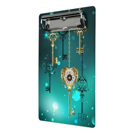 Antike Skeleton Keys on Green Background Mini Klemmbrett (Gewinkelt2)