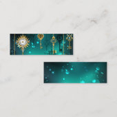 Antike Skeleton Keys on Green Background Mini Visitenkarte (Vorne/Hinten)