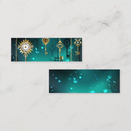 Antike Skeleton Keys on Green Background Mini Visitenkarte (Vorne/Hinten)