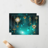 Antike Skeleton Keys on Green Background Mitteilungskarte (Vorderseite/Rückseite Beispiel)