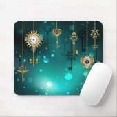 Antike Skeleton Keys on Green Background Mousepad (Mit Mouse)