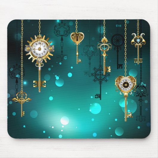 Antike Skeleton Keys on Green Background Mousepad (Vorne)