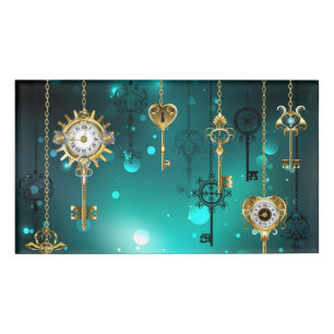 Antike Skeleton Keys on Green Background Namenschild