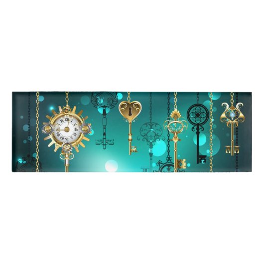 Antike Skeleton Keys on Green Background Namenschild (Vorderseite)