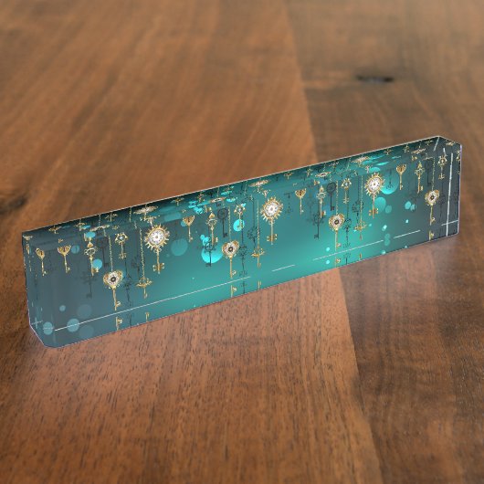 Antike Skeleton Keys on Green Background Namensplakette (Seite)