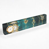Antike Skeleton Keys on Green Background Namensplakette