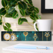 Antike Skeleton Keys on Green Background Namensplakette